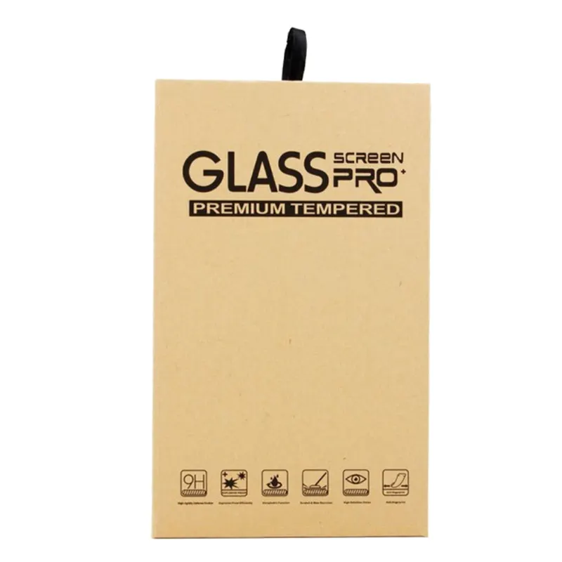 カスタム卸売強化ガラススクリーンプロテクター小売包装クラフト紙箱iPadタブレット用携帯電話用