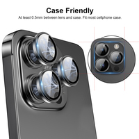 AR AF Lentilles de caméra de téléphone portable Protecteur d'objectif de caméra en verre transparent 3D pour iPhone 16 15 14 13 12 Pro Max Plus