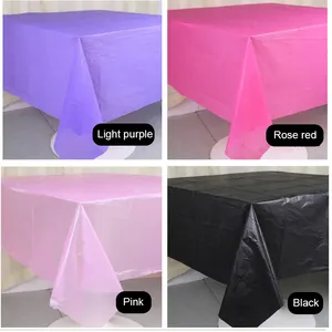 Nappes de fête en plastique couleur unie anniversaire Dessert nappe couverture pas cher jupe paire Table jetable en gros 54*108 pouces