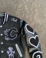 Veste universitaire Letterman d'hiver personnalisée OEM pour hommes, vestes universitaires vintage à manches en cuir de chenille avec patchs et logo brodés pour hommes