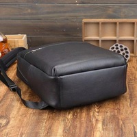 Sac à Dos d'Affaires et Scolaire en Cuir Pleine Fleur Noir, Véritable Peau de Vache, Prix Bas, Vente Chaude, Sacoche pour Ordinateur Portable