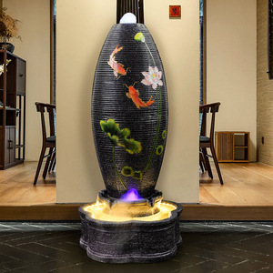 Fontaine d'eau coulante de style européen avec rétroéclairage, ornement décoratif sur pied pour salon, bureau, Feng Shui - Product Image 4