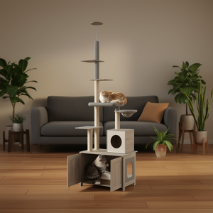 Árbol para Gatos con Rascador de 4 Niveles, Mueble Moderno de Madera para Diversión Felina en Interiores - Product Image 2