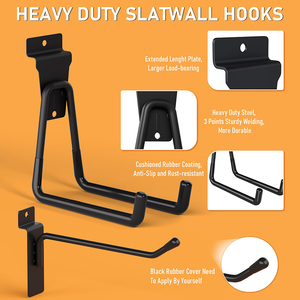 JH-Mech 헤비 듀티 슬랫월 훅 차고 수납 공간 절약형 U 및 J 훅 블랙 카본 스틸 슬랫월 액세서리 - Product Image 3