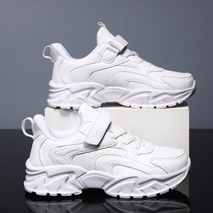 Chaussures de sport pour enfants, tige synthétique blanche, doublure en mesh, semelle extérieure en caoutchouc, semelle intermédiaire en EVA, légères, pour garçons et filles, usage quotidien - Product Image 4