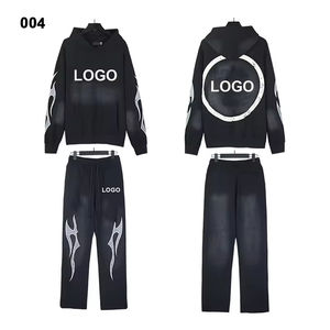 Мужской спортивный костюм (худи и брюки) из 100% хлопка, высокое качество, низкий MOQ, индивидуальный дизайн, модель Star - Product Image 4