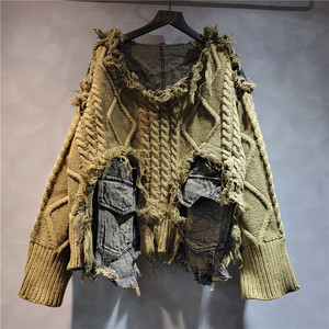 <span class=keywords><strong>Maglione</strong></span> da <span class=keywords><strong>Donna</strong></span> Unico <span class=keywords><strong>con</strong></span> Collo Tondo, Maniche Lunghe e Motivo Intrecciato Patchwork alla Moda - Product Image 5