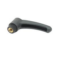 Poignée à levier de tension moletée en plastique noir avec insert en laiton, conique cylindrique, réglable, pour fabrication industrielle
