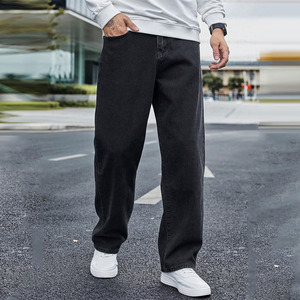 <b>Men's</b> <b>High</b> <b>Waist</b> Straight Leg Stonewashed Baggy <b>Jeans</b> Pant Cotton Casual Blue Autumn Wear Stretch Breathable Baggy <b>Jeans</b> - Product Image 2