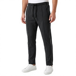 Pantalones Deportivos Negros para Hombre con Franja Lateral, Cintura Elástica con Cordón, Estilo Casual para Otoño, en Oferta - Product Image 1