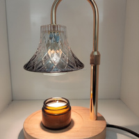 Lampe à bougie d'aromathérapie en verre rétro sans feu Lampe d'ambiance fondante aux huiles essentielles pour l'artisanat du bois Boîtes en bois Panneaux muraux