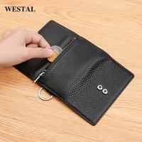 Westal hommes femmes porte-clés logo personnalisé en cuir véritable fermeture éclair poche en cuir porte-monnaie porte-clés porte-cartes