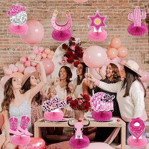 Decoraciones para Fiesta Vaquera del Oeste, Centros de Mesa de Panal de Abeja 'Let's Go Girls Cowgirl' para Despedida de Soltera 'Last Disco' y Fiesta de Cumpleaños - Product Image 2