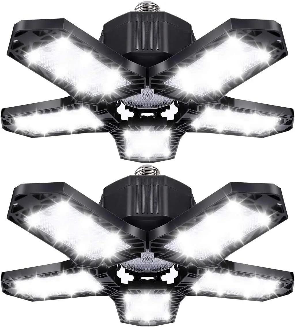 Amazon, лидер продаж, недорогие светодиодные гаражные светильники из АБС-пластика 100 Вт с 5 деформируемыми панелями для подвала и мастерской