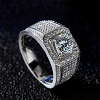 Bijoux de mode 2022, bague en moissanite réglable pour homme, argent sterling 925 plaqué or, coupe d'un carat, cadeau de mariage