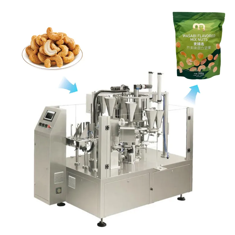 Automatic Almond Nut Doypack Packing Machine Walnut Cashew Pistachio Premade Bag Packaging Machine