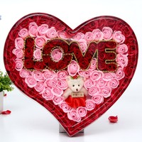 Bunga Mawar Buatan Abadi 100% Pink Merah Biru, Romantis, Bunga Awet Buatan Tangan, Sabun Bunga Mawar, Hadiah Hari Valentine