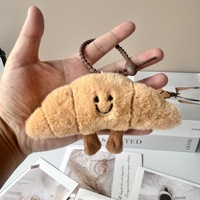 Porte-clés en peluche en forme de baguette mignonne, simulation de nourriture, breloque de sac à thème alimentaire créatif, cadeau