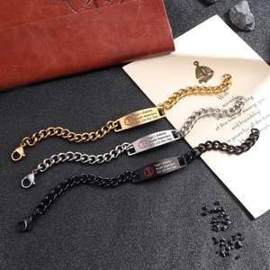 Pulsera de Identificación Médica para Hombre de Acero Inoxidable, Grabada, con Cadena Ajustable, Placa Curva Negra, <span class=keywords><strong>Tipo</strong></span> <span class=keywords><strong>1</strong></span> - Product Image 2