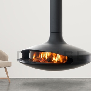 CRUISE 1000mm Cheminée suspendue décorative en acier au carbone flotté avec foyer en verre pour fournaise à bois et foyer en verre pour cheminée à <span class=keywords><strong>gaz</strong></span> - Product Image 1