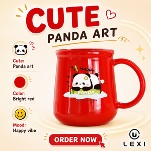 แก้วกาแฟเซรามิกสีแดงพร้อมฐานวางไม้ลายการ์ตูนแมวดำ ดีไซน์ตลกขบขัน สำหรับใช้ในบ้าน สำนักงาน ห้องครัว ของขวัญ ขายส่ง - Product Image 2