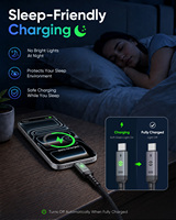 SUNGUY Nuevo Cable USB C de 100w, Cable de Alimentación Tipo C, Cable de Carga Rápida con Indicador para Teléfono, Laptop y Uso en el Automóvil