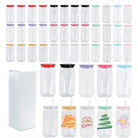 Gobelet en plastique acrylique transparent à paroi simple incassable de 16 oz, canette de bière colorée avec couvercles et paille colorés, logo personnalisé