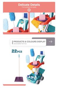 22 Pcs <span class=keywords><strong>Kids</strong></span> Pretend Play Set Game Schoonmaken Winkelwagen Trolley Speelgoed - Product Image 5