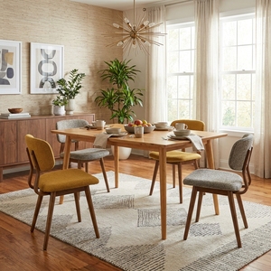 Mesa de Comedor de Madera Maciza de Estilo Moderno de Mediados de Siglo con Bordes Naturales y Patas Cónicas - Product Image 5