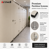 Cloison de toilette moderne Amywell HPL pour toilettes commerciales, imperméable, résistante au feu, résistante à la chaleur avec garantie de 5 ans