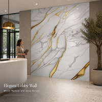 Panneau mural en marbre brillant UV, imperméable, ignifuge, revêtement mural intérieur pour la maison et le commerce