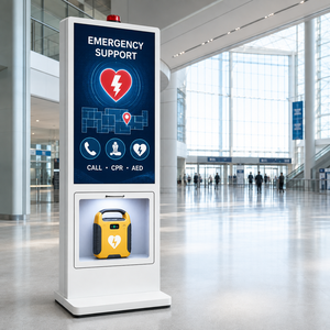 Kiosque AED avec affichage numérique, armoire de défibrillateur, station d'urgence intelligente, écran tactile 43 pouces pour la formation en RCP et aux premiers secours sur le campus - Product Image 2