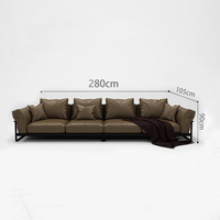 Canapé modulaire en cuir PU de luxe léger italien minimaliste OKF pour salon, hôtel, villa, avec structure en bois massif