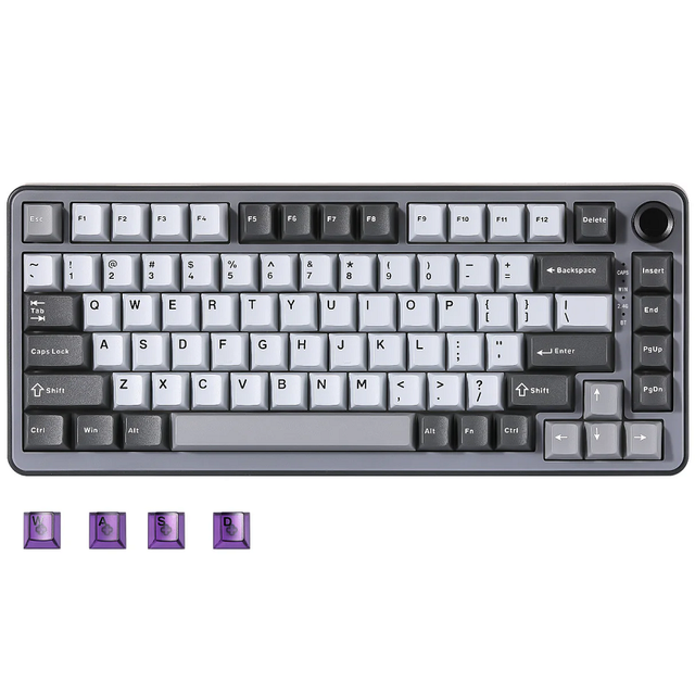YUNZII B75 Pro Wireless Mechanical Keyboard 75% 82 Keys Knob Tri Mode 2.4G USB C Gasket Mount RGB Hot Swappable PBT