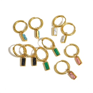 Wholesale Custom Charms <b>Stud</b> <b>Earrings</b> with Colored Natural Stones Stainless Steel for Women Casual Sporty Jewelry - Product Image 1