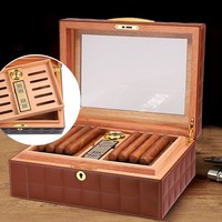 Boîte à cigares en bois de cèdre de luxe avec finition laquée, personnalisable avec logo, accessoires inclus, faible MOQ