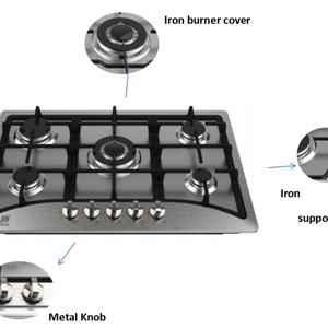 Cuisinière à gaz Ksun à haute efficacité, économie d'énergie, durable, en acier inoxydable, étanche, 5 brûleurs, pour usage domestique, 1 an - Product Image 4