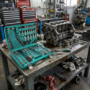 Juego de Llaves de Trinquete de 150 Piezas con Enchufe de 1/4 de Pulgada, Acero CR-V, Grado Industrial, para Reparaciones Automotrices y de Taller - Product Image 1