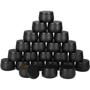 Kim loại màu đen lọ liền mạch có thể rỗng 4 oz <span class=keywords><strong>DIY</strong></span> nến tin với nắp - Product Image 1