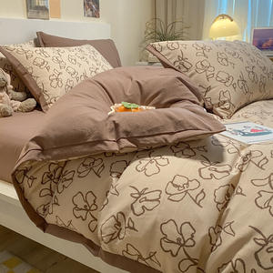 Venta al por mayor de ropa de cama de algodón lavada estilo pastoral retro de clase A de grado materno e infantil, conjunto de algodón de cuatro piezas, conjunto de tres piezas - Product Image 5