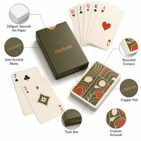 Cartes de jeu promotionnelles personnalisées pour programme de fidélité de restaurant, jeu de cartes en papier couché lisse 310 g/m² avec boîte à rabat en feuille de cuivre pour la fidélisation des clients