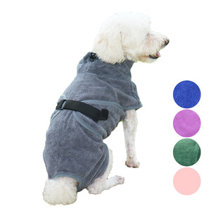 Peignoir en microfibre pour chien, gris, serviette universelle pour animaux de compagnie, pour petits chiens, quatre saisons, doux, moelleux, imperméable - Product Image 1