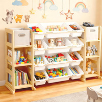 Organisateur de rangement pour jouets extra large, bibliothèque en bois avec 6 étagères, 12 bacs de rangement, anti-bascule pour salle de jeux, chambre d'enfant
