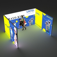 Linteau Brevet Salon Stand Stand Affichage Boîte À Lumière U Forme SEG Tissu Boîte À Lumière Stand Conception Libre Assemblage Modulaire