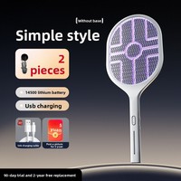Raquette électrique anti-moustiques rechargeable, non toxique, ignifuge, puissante, avec attractif automatique pour moustiques, deux-en-un
