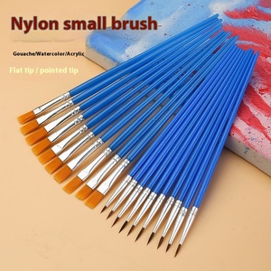 Pinceau à tête <span class=keywords><strong>plate</strong></span> en nylon à tige en plastique bleu Pinceau à peinture pour cheveux acryliques et ensemble de pinceaux - Product Image 6