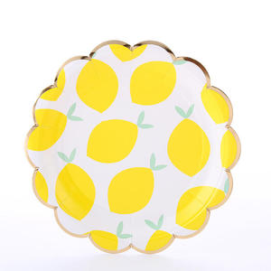 Vaisselle de fête imprimée en couleur, gobelets en papier jetables à l'odeur de citron, assiettes en papier de 7 et 9 pouces, vaisselle de fête - Product Image 2