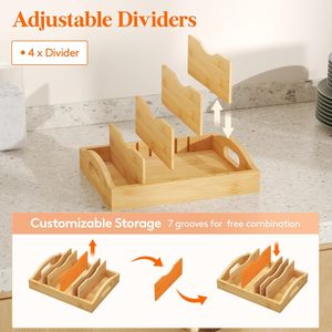 Modern Eco-Friendly Rectangular Non-Folding Lid Organizer 4 Adjustable Inserts 5 Compartments 10.6"D X 8.3"W X <b>Storage</b> - Product Image 3
