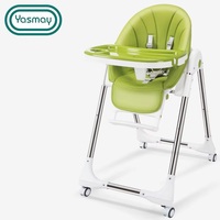 Chaise haute pliable moderne pour bébé avec table à manger en plastique PP et roulettes pour une utilisation en intérieur