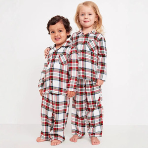 Frühlings-Weiche Karierte Baumwoll-Familien-<span class=keywords><strong>Sets</strong></span> im Europäisch-Amerikanischen Stil Weihnachtspyjamas für Eltern und Kinder - Product Image 1